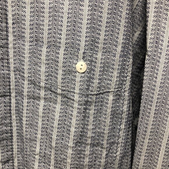 Archive Shirt Mens Size XL Blue White Striped Button Down Cotton Long Sleeve - Picture 2 of 6